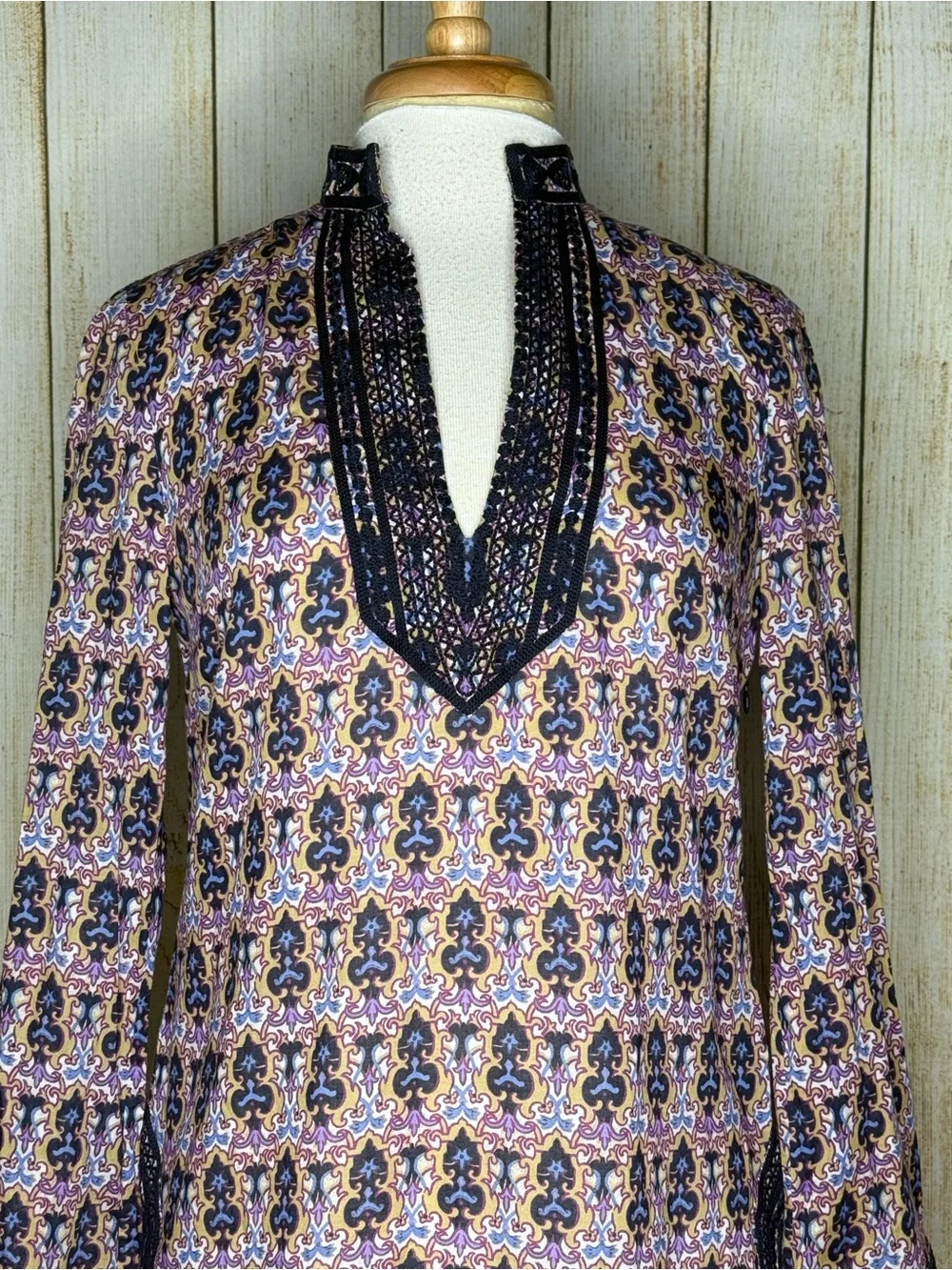 Tory Burch Dynasty Purple Printed Tunic Blouse